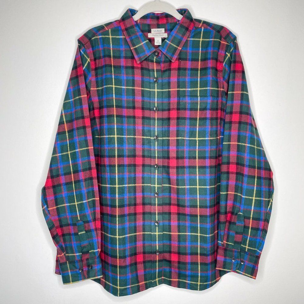 L.L.Bean NWT plaid button down shacket 100% cotton slightly‎ fitted 1X